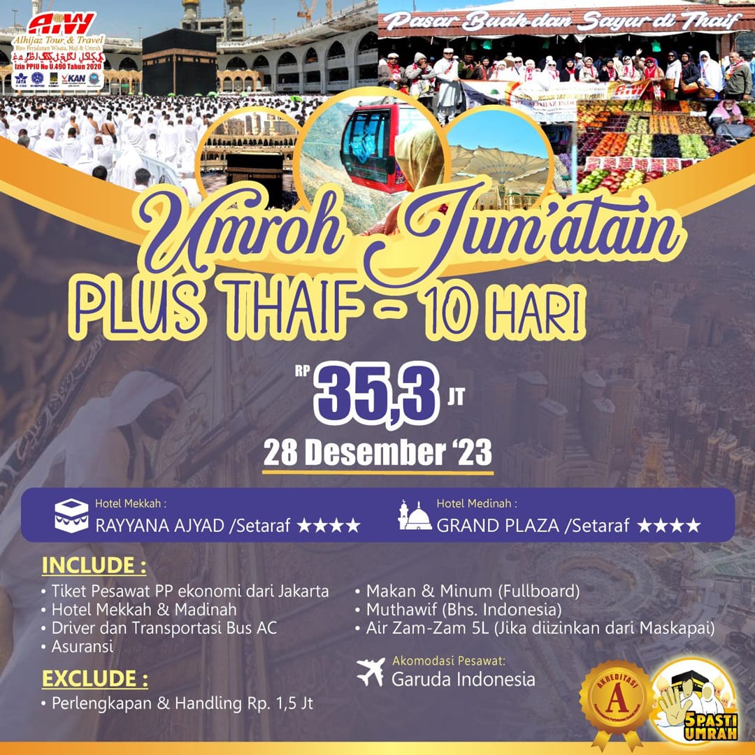 UMROH JUMATAIN PLUS TAIF 10HR UMROH JUMATAIN PLUS TAIF 10HR